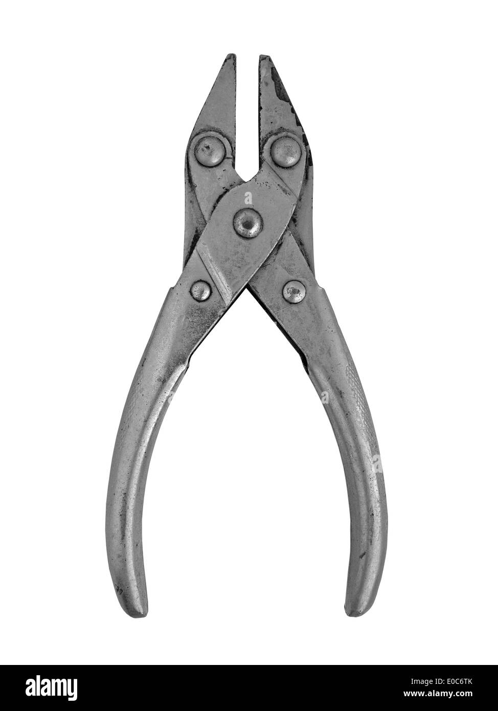 vintage rusty parallel pliers and cutters over white, clipping path Stock Photo