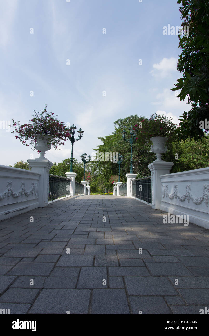 Path way at Bang Pa-In Palace in Ayutthaya Province,Thailand Stock Photo