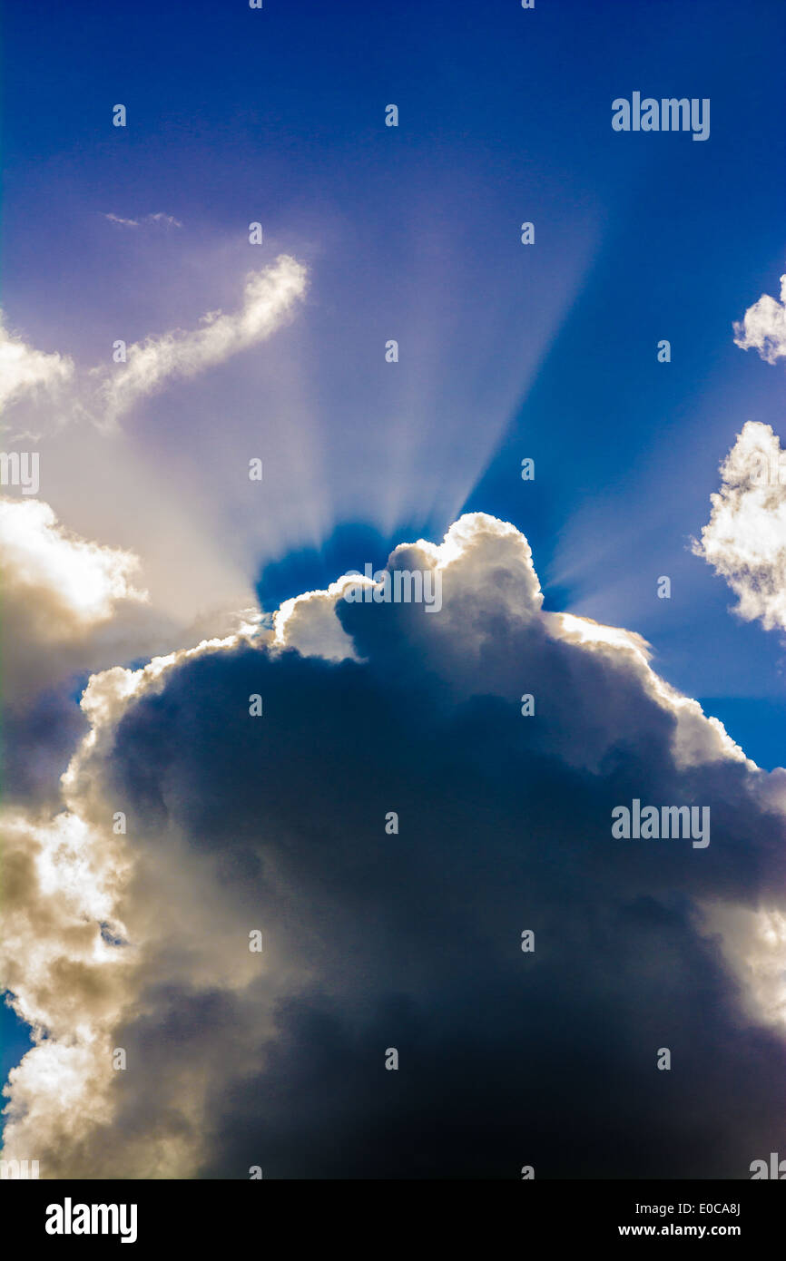 Sunbeams & clouds, Hawaii Stock Photo