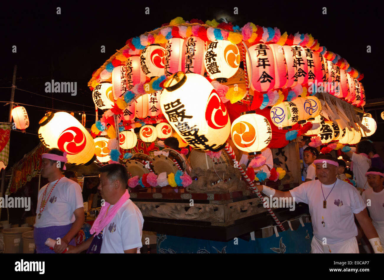 Celebrating Shirahama Ama Festival at night, Minamiboso, Chiba Prefecture, Japan Stock Photo