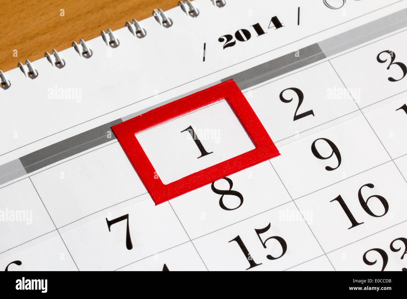 Calendar page with marked date of 2014 Stock Photo