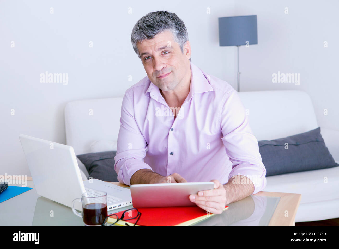 Man using a computer Stock Photo
