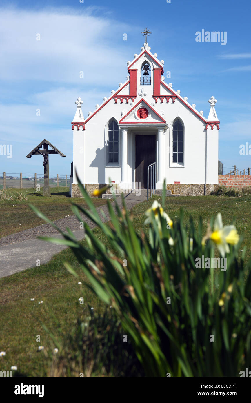 Italian Chapel on Orkney A Roman Catholic chapel constructed out of Nissan Huts by Italian POW's during the Second World War Stock Photo