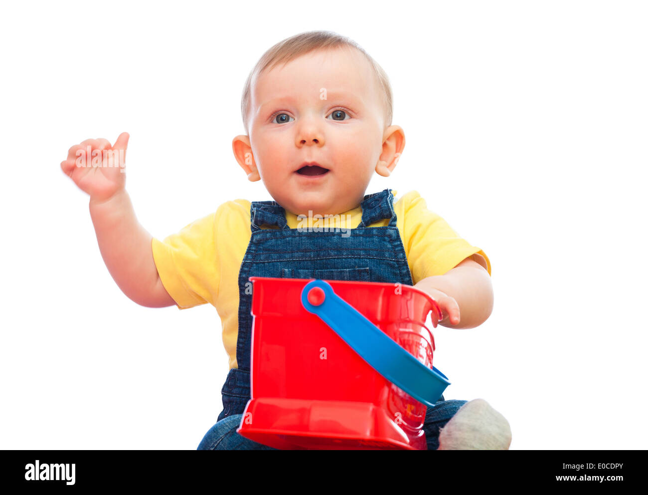 portrait of caucasian bay playing with toy Stock Photo