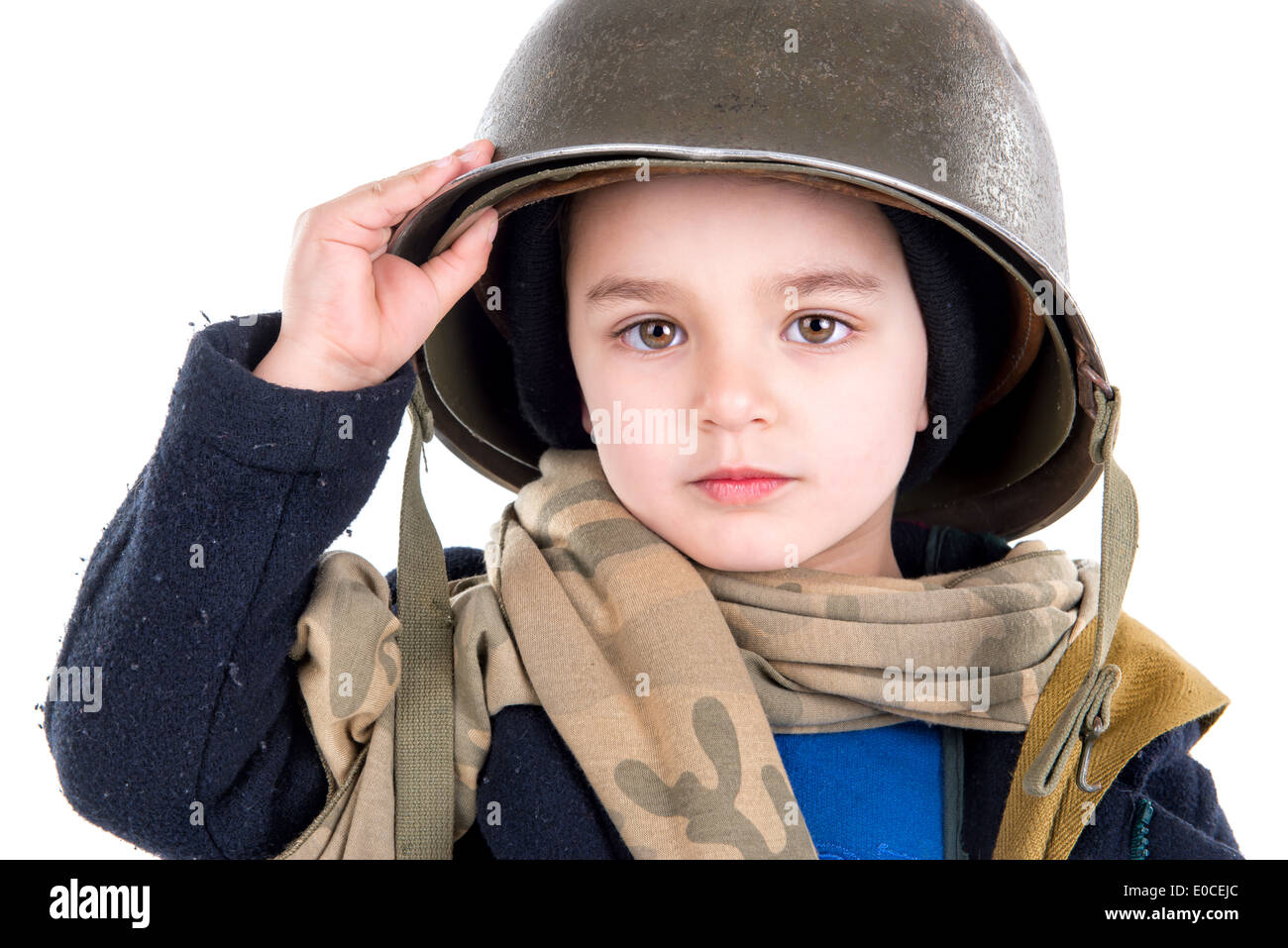 Young boy soldier isolated in white Stock Photo Alamy