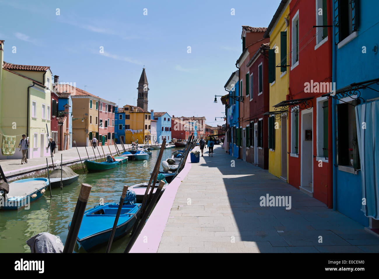 The worth seeing city of Venice in Italy. Island Burano, Die sehenswerte Stadt Venedig in Italien. Insel Burano Stock Photo