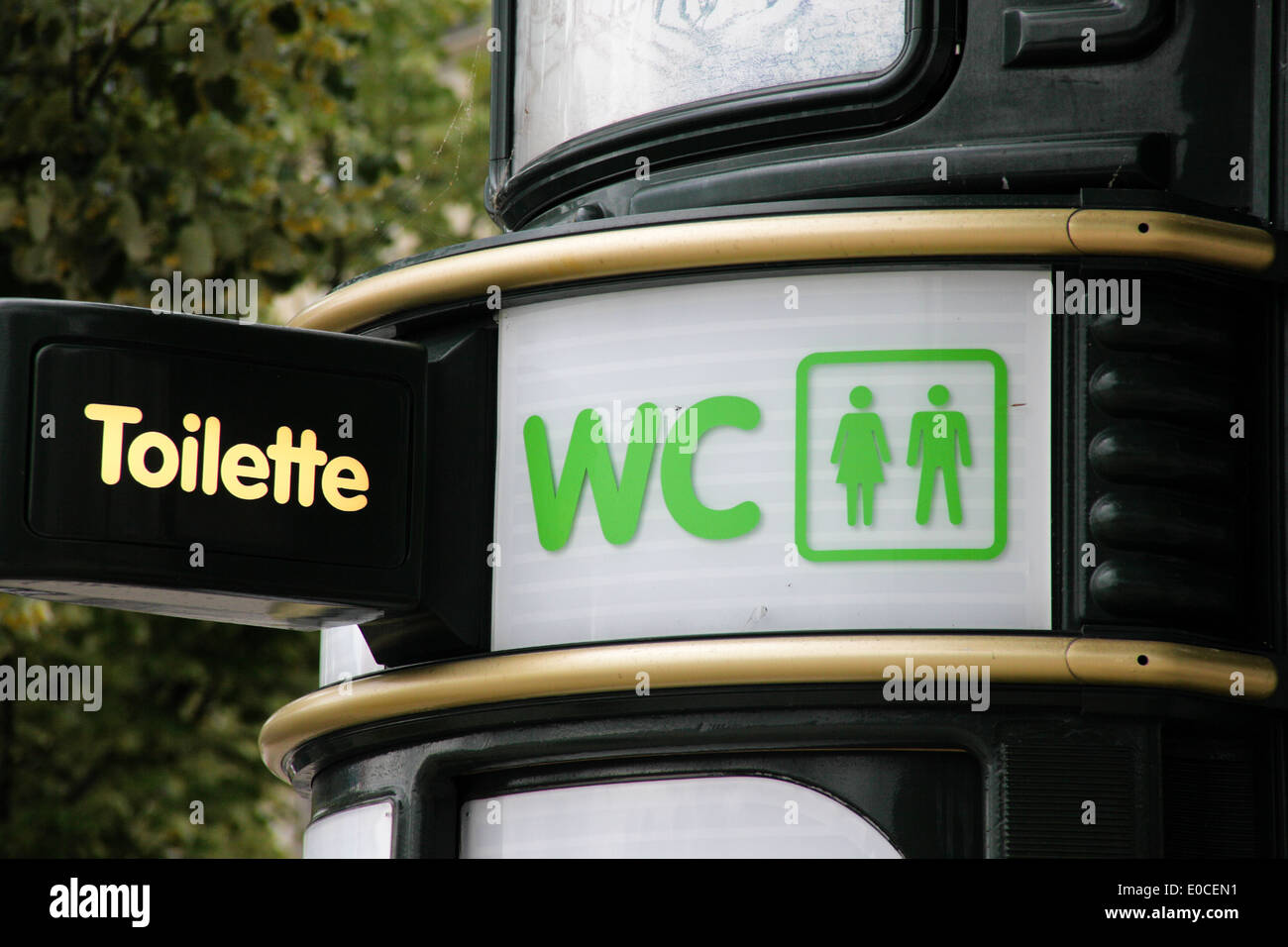 A public machine toilet in a town, Eine oeffentliche Automaten Toilette in einer Stadt Stock Photo