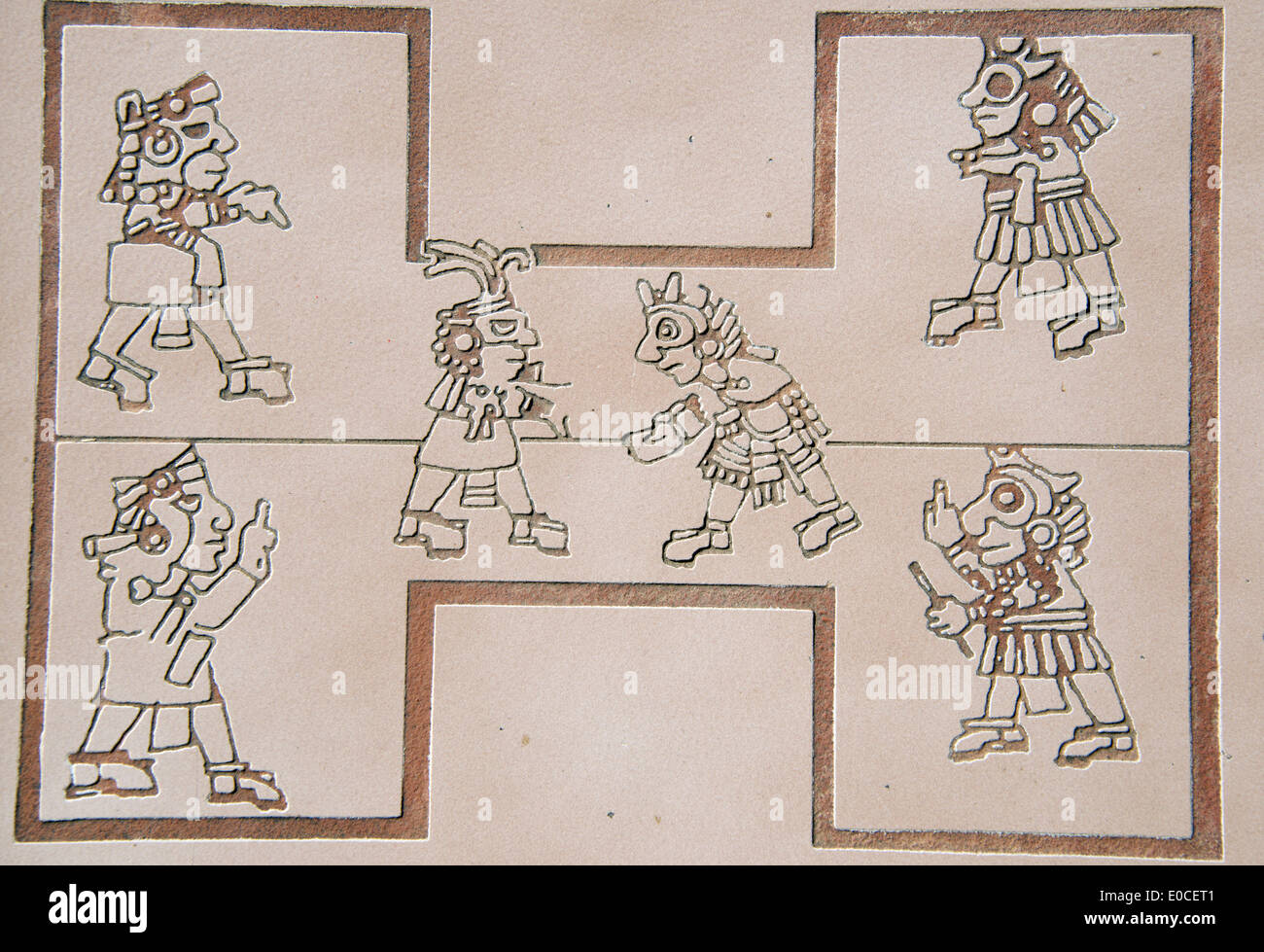 Artist's impression playing Pelota Zapotec civilization Monte Alban museum Oaxaca Province Mexico Stock Photo