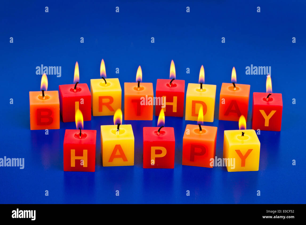 Candles with the AQufschrift ""Happy Birthday"" at a celebration for the  birthday", "Kerzen mit der AQufschrift ""Happy Birthda Stock Photo - Alamy
