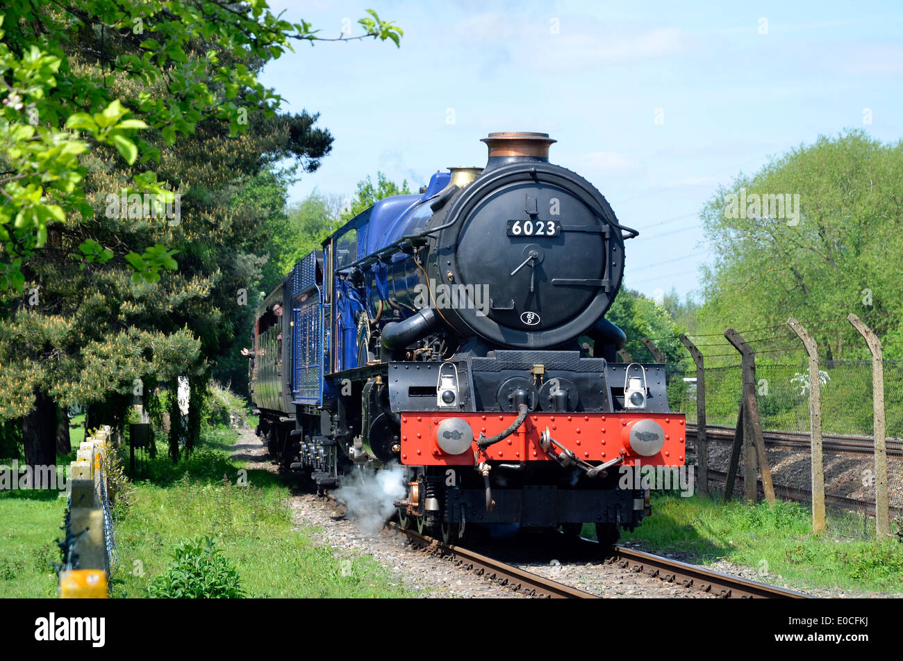 Didcot Railway Centre, home of the Great Western Society. King class engine on demonstration line. Stock Photo