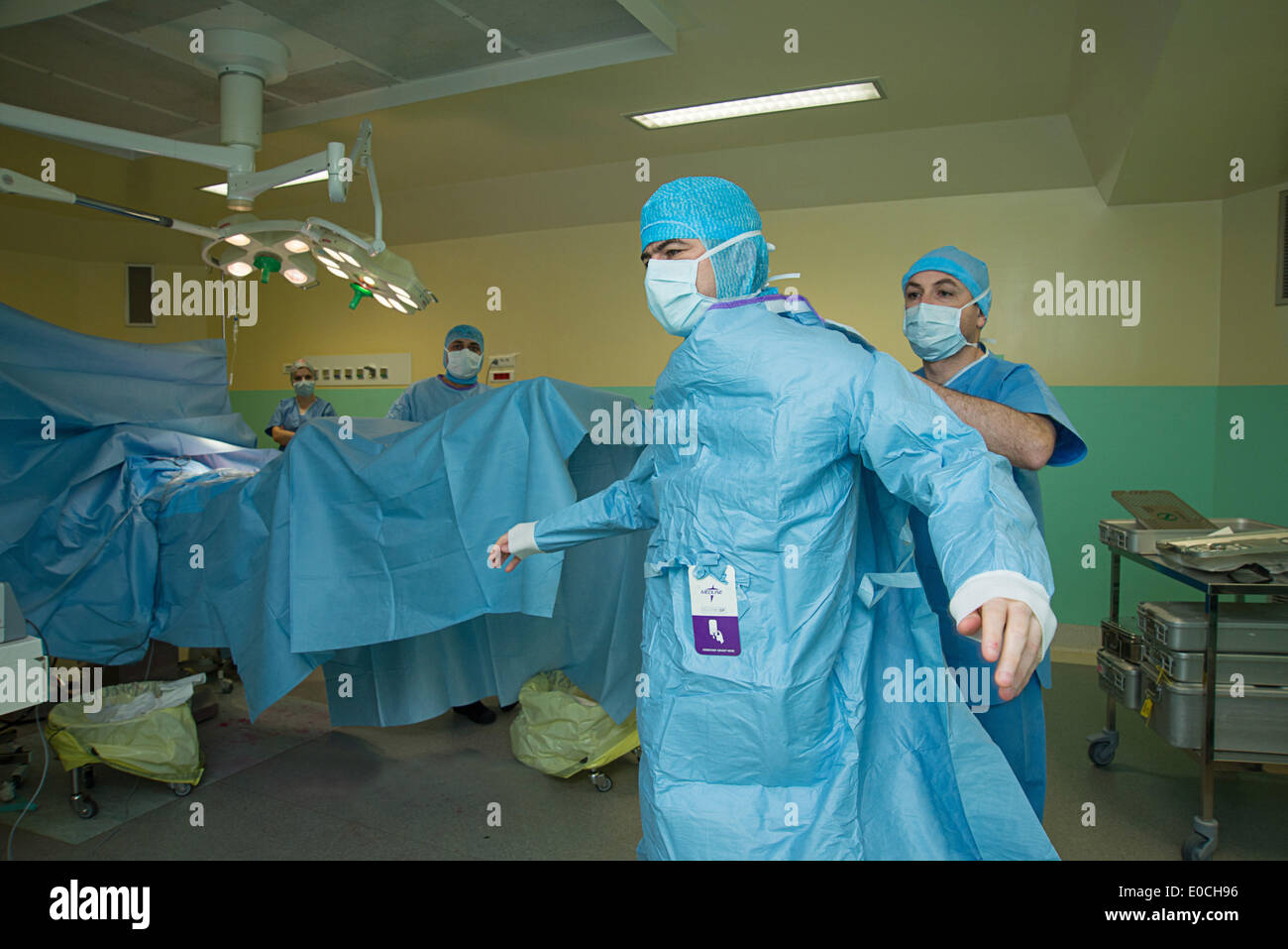 Hip prosthesis, surgery Stock Photo