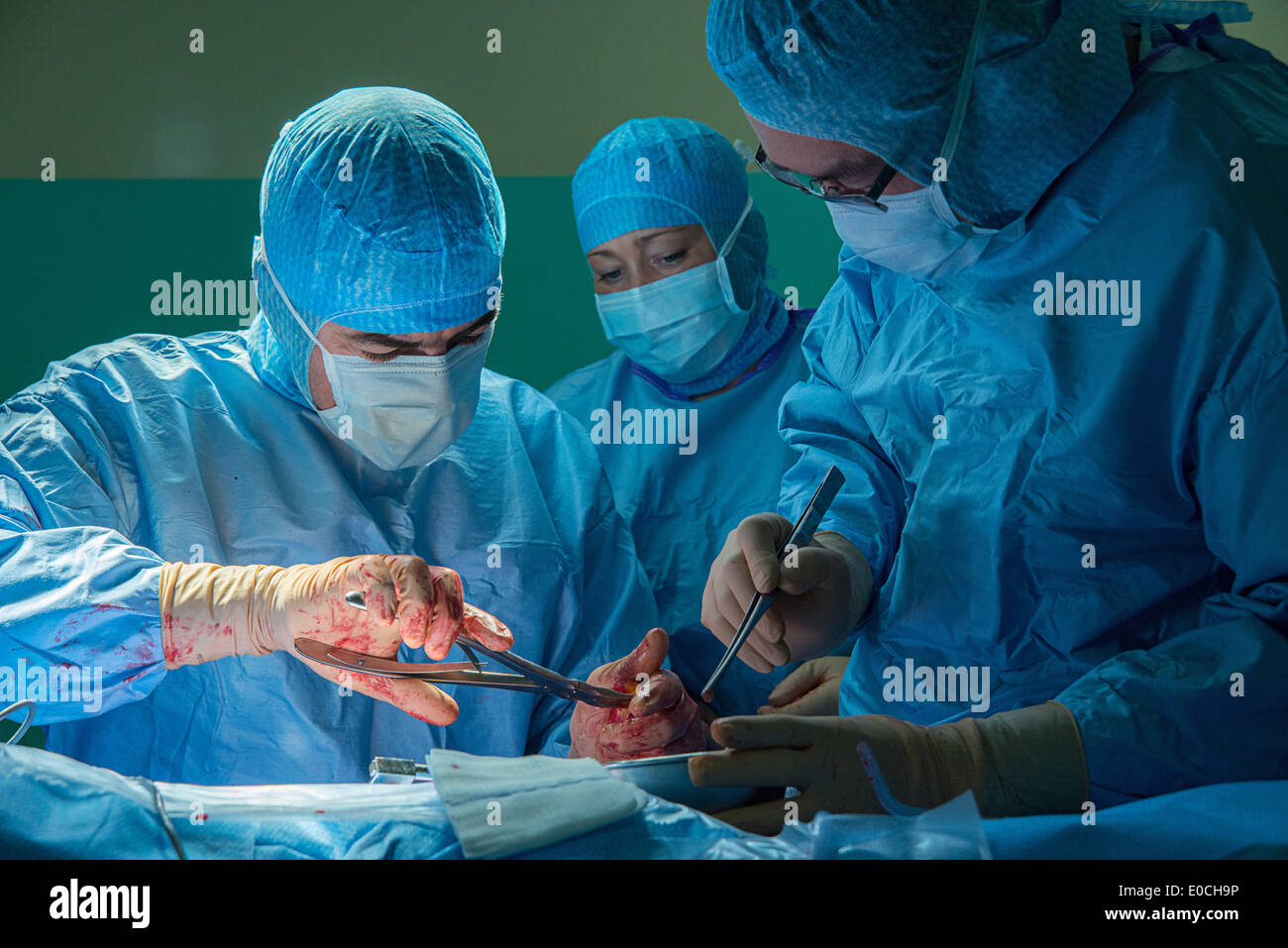 Hip prosthesis, surgery Stock Photo