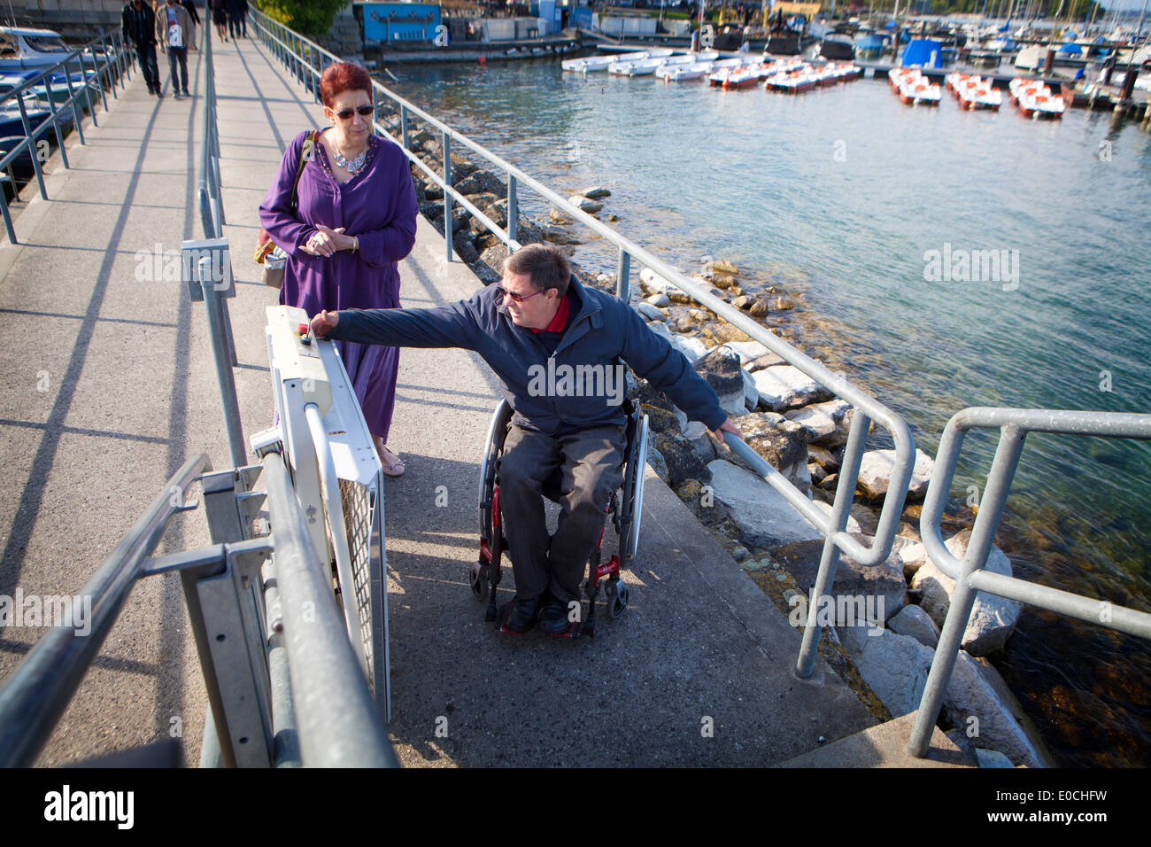 Old woman chair lift hi-res stock photography and images - Alamy