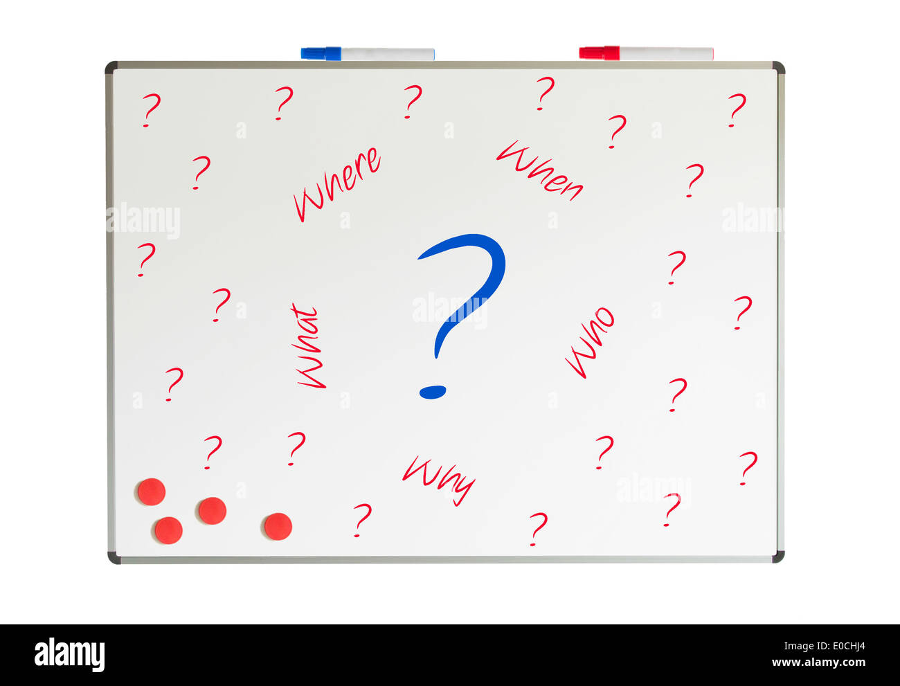 Questions on a whiteboard isolated on white Stock Photo Alamy