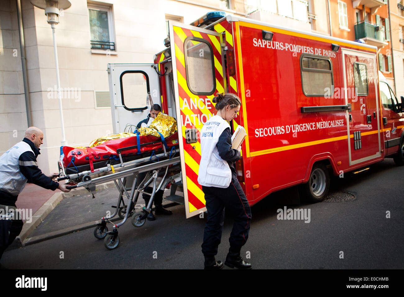 Paris fire brigade Stock Photo
