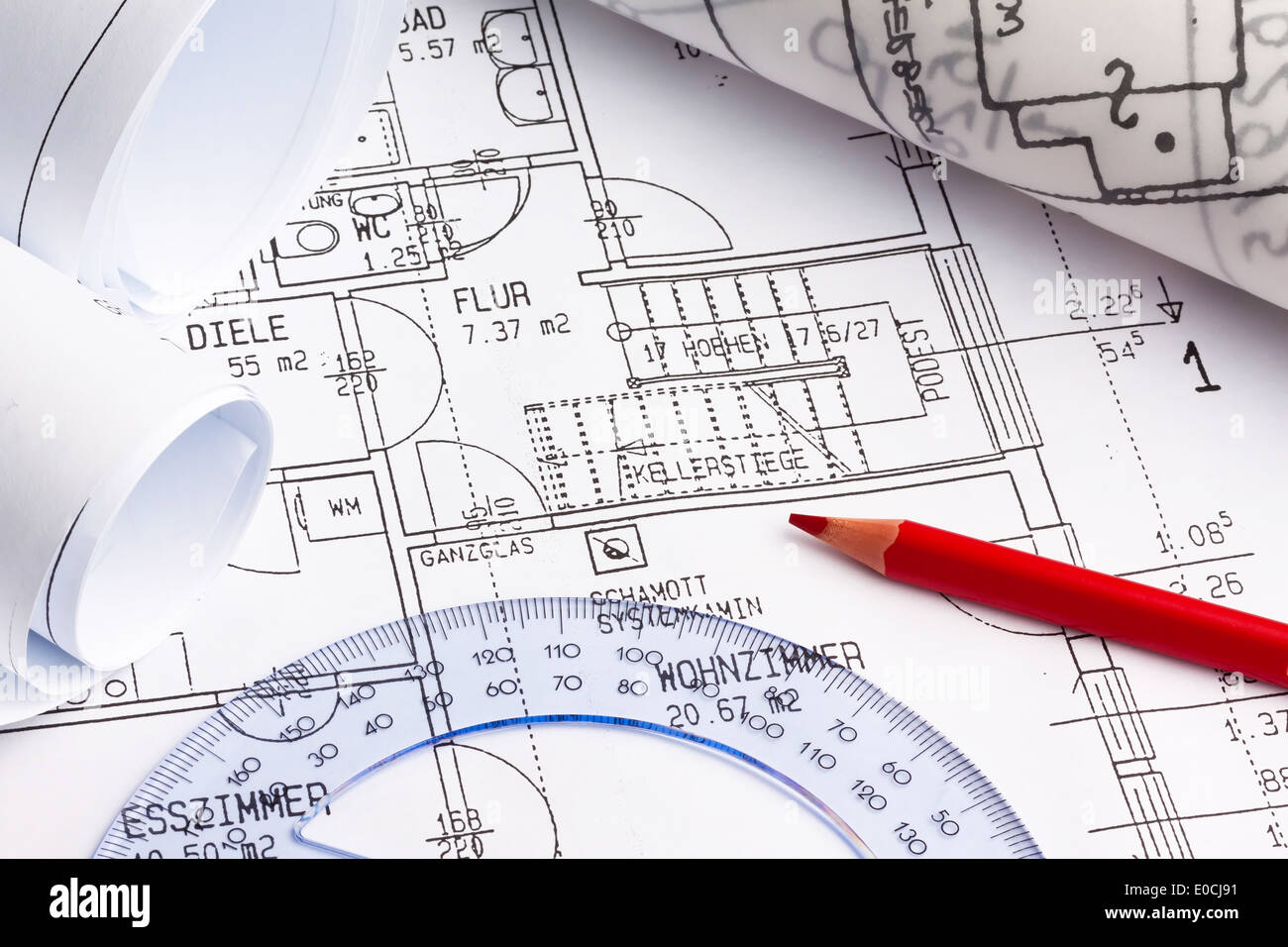 Architect's plan for a dwelling house Stock Photo Alamy