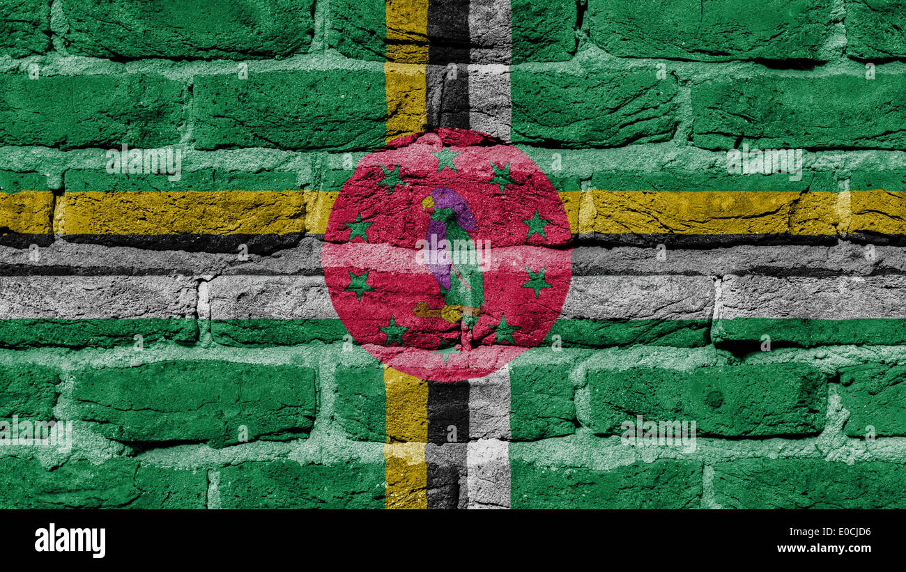 Very old brick wall texture flag of Dominica Stock Photo - Alamy
