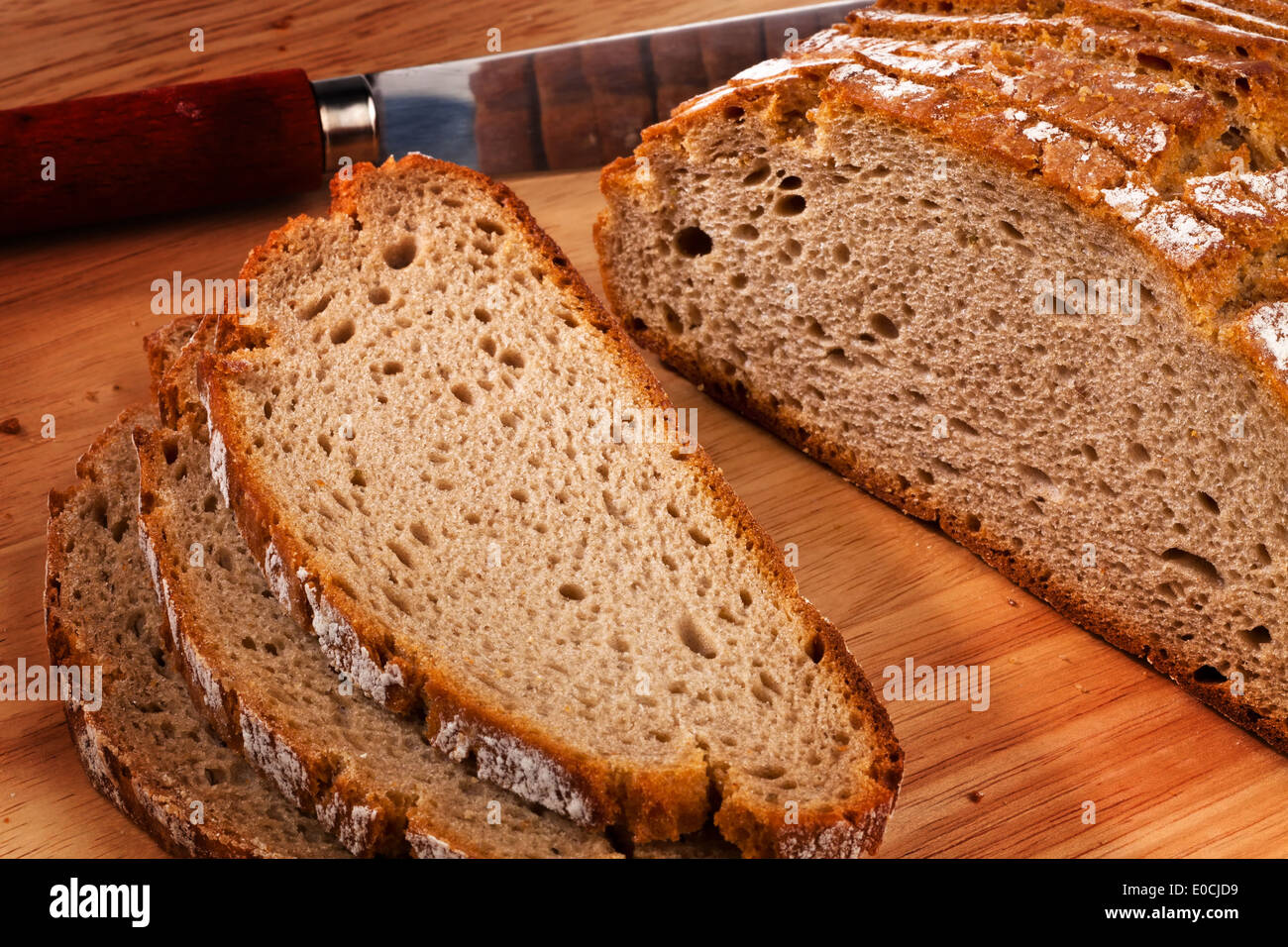 Several slices of dark bread Stock Photo