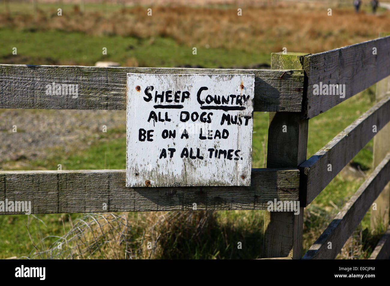 Dogs must be kept on a lead sign in the countryside Stock Photo
