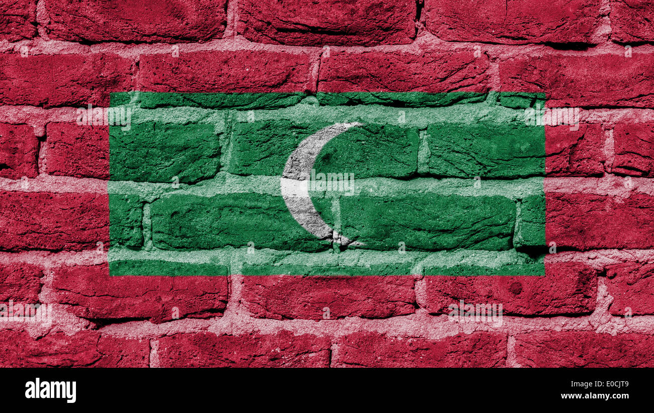 Very old brick wall texture flag of Maldives Stock Photo - Alamy