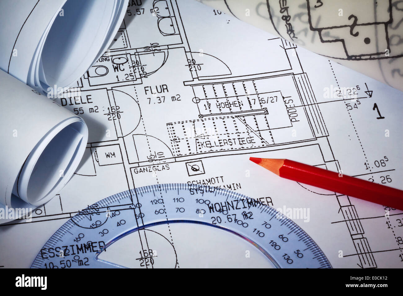 Architect's plan for a dwelling house Stock Photo Alamy
