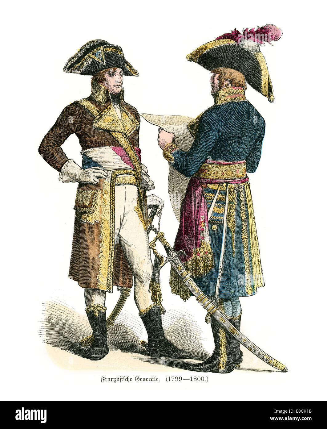 Traditional costumes of French General's, 1799 to 1800 Stock Photo