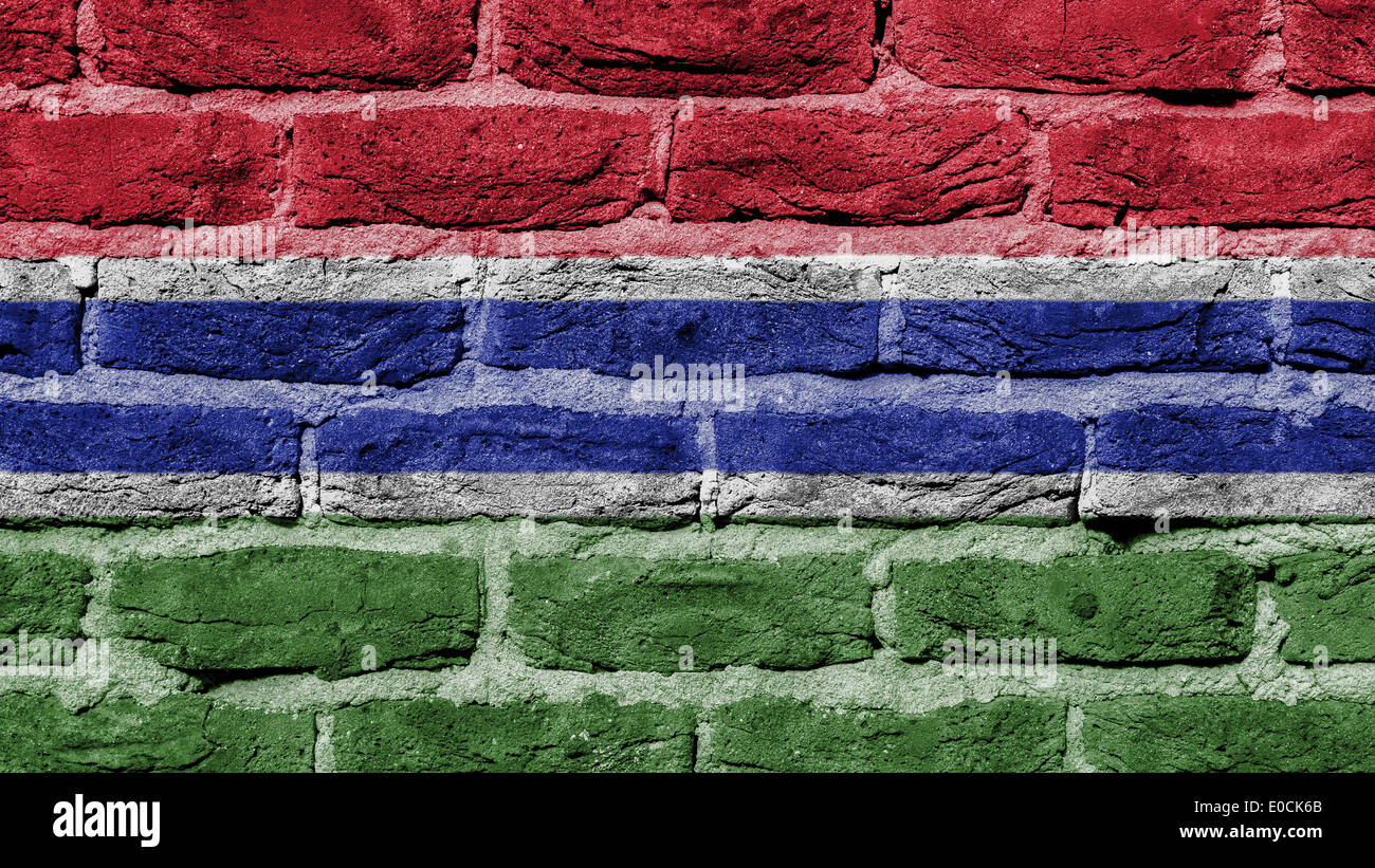 Very old brick wall texture flag of the Gambia Stock Photo - Alamy