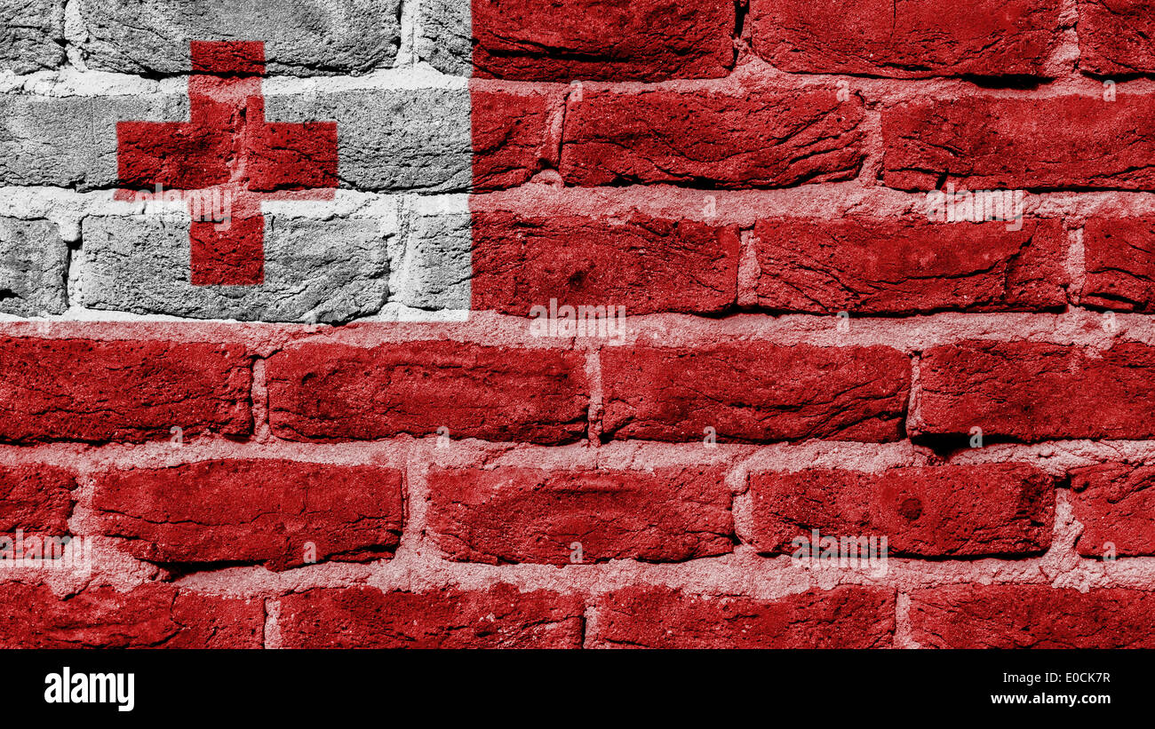 Very old brick wall texture flag of Tonga Stock Photo - Alamy