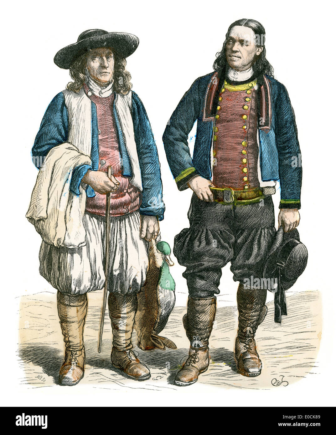 Traditional costumes of France. Men of Brittany, 19th Century Stock Photo