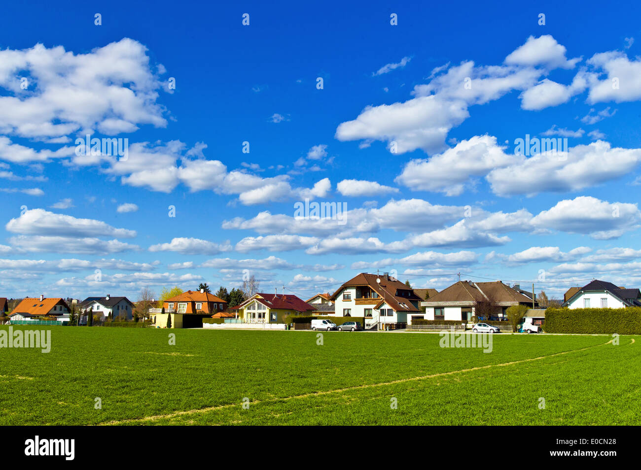 A housing development from single-family dwellings Stock Photo