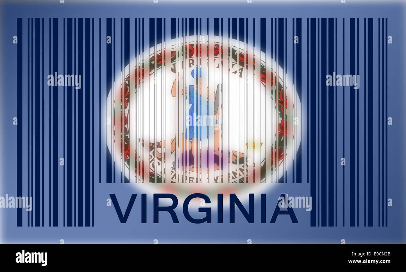 Flag of the US state of Virginia painted on barcode surface Stock Photo ...