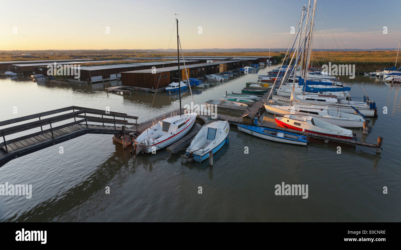 Sailing boats in Rust, Rust Bay, Lake Neusiedl, Burgenland, Austria Stock Photo