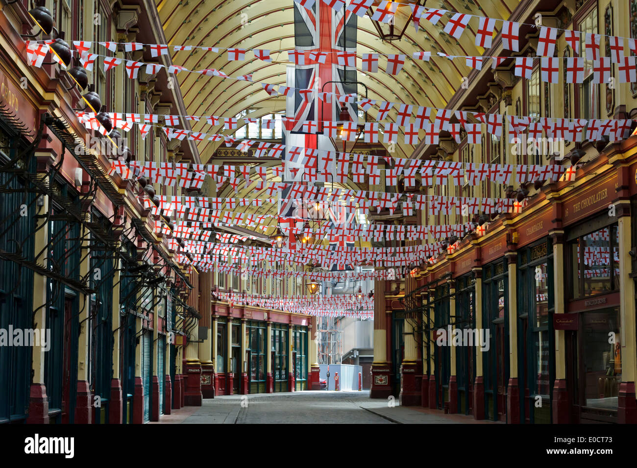 The covered Leadenhall Market designed in 1881 by Sir Horace Jones in London, England, United Kingdom. Stock Photo