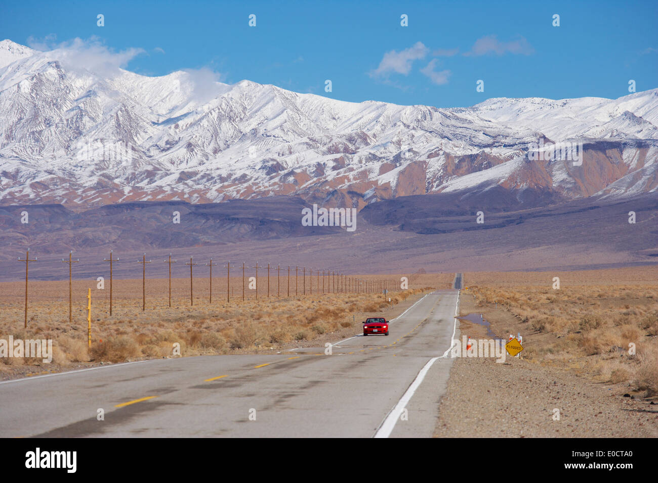 View from Owens Valley towards Cerro Gordo Peak in the morning, California, USA, America Stock