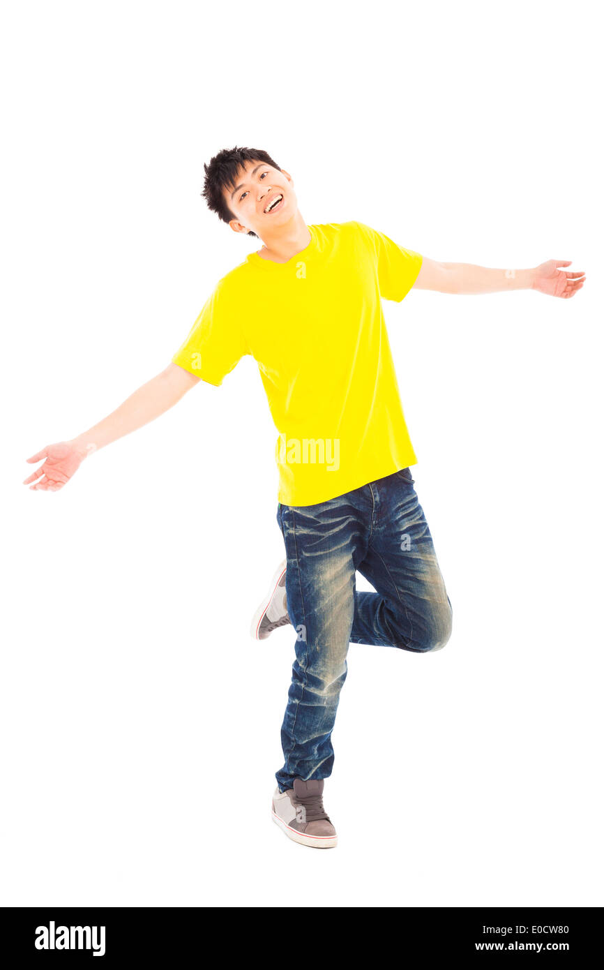 Full length of stylish young man dancing Stock Photo