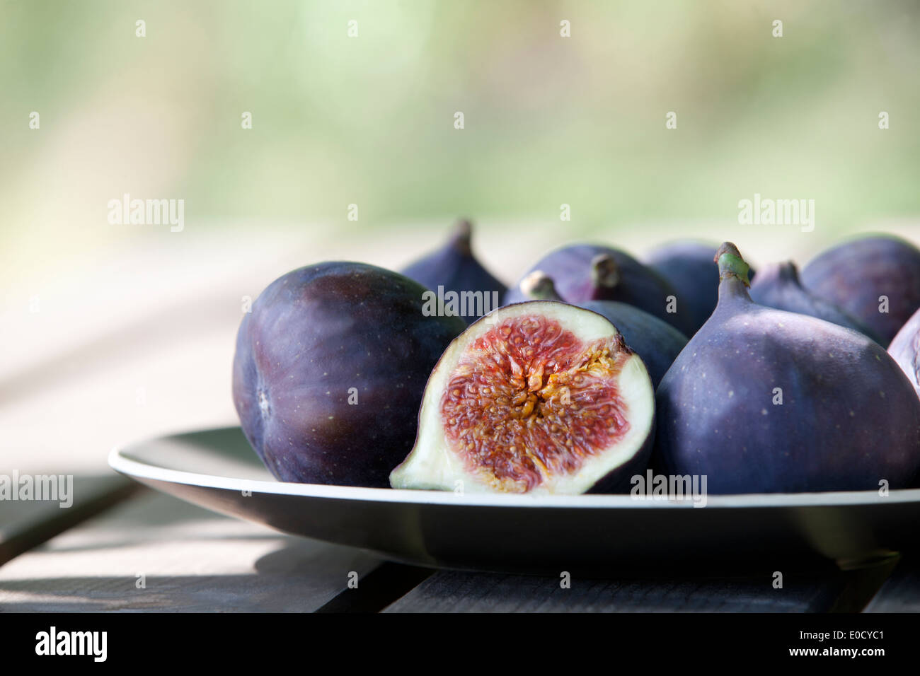 Figs on a plate, cropped Stock Photo