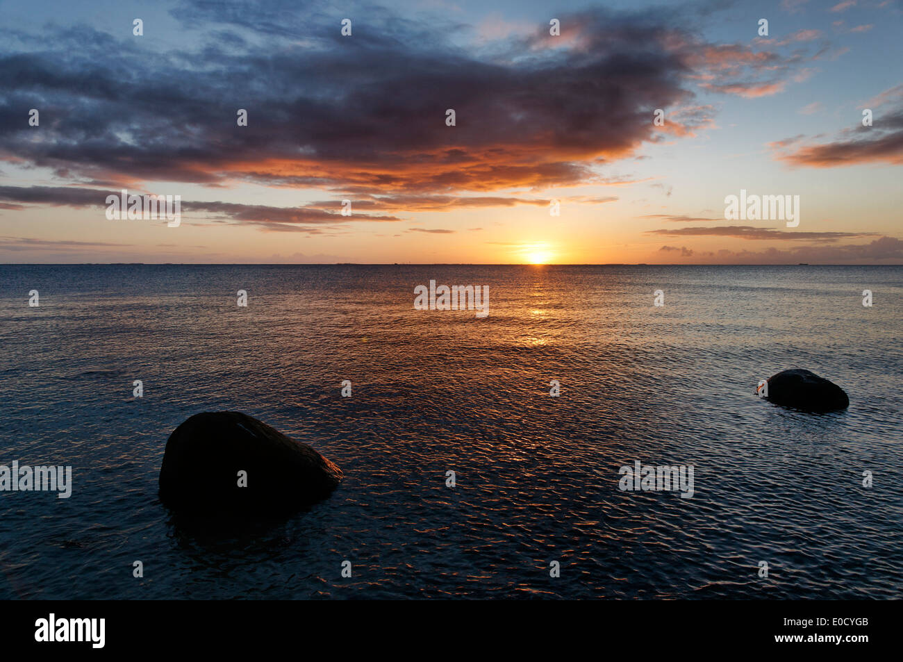 Sunrise at the Baltic Sea, Island of Langeland, Denmark, Europe Stock Photo