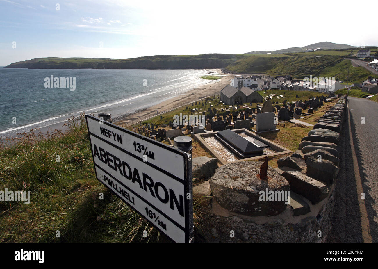 The cemetery from the village Aberdaron, Llyn peninsula, North Wales, Great Britain, Europe Stock Photo