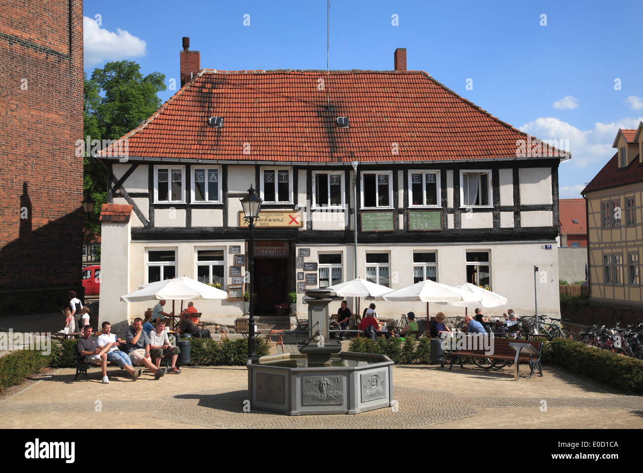 Restaurant EXEMPEL, Tangermuende   Elbe, Tangermünde, Altmark, Sachsen-Anhalt, Germany, Europe Stock Photo