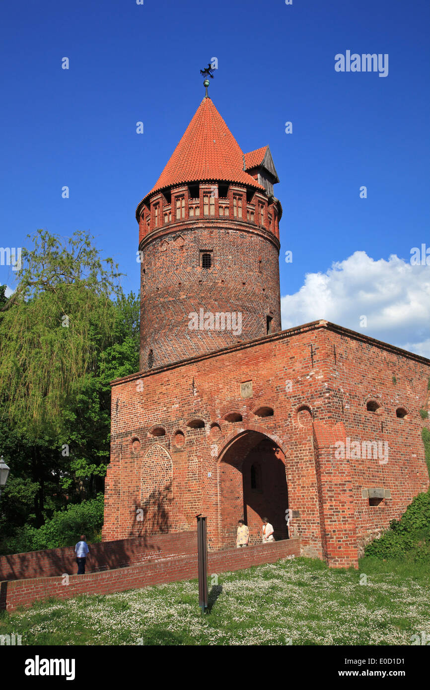 Castle gate and tower, Tangermuende, Tangermünde, Elbe cycle route, Altmark, Sachsen-Anhalt,Germany, Europe Stock Photo