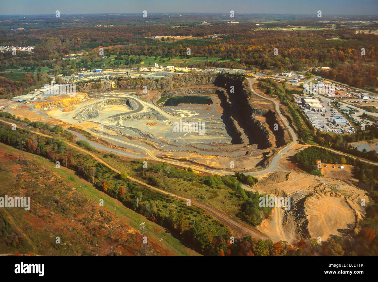 LOUDOUN COUNTY, VIRGINIA, USA Aerial of quarry north of Route 50