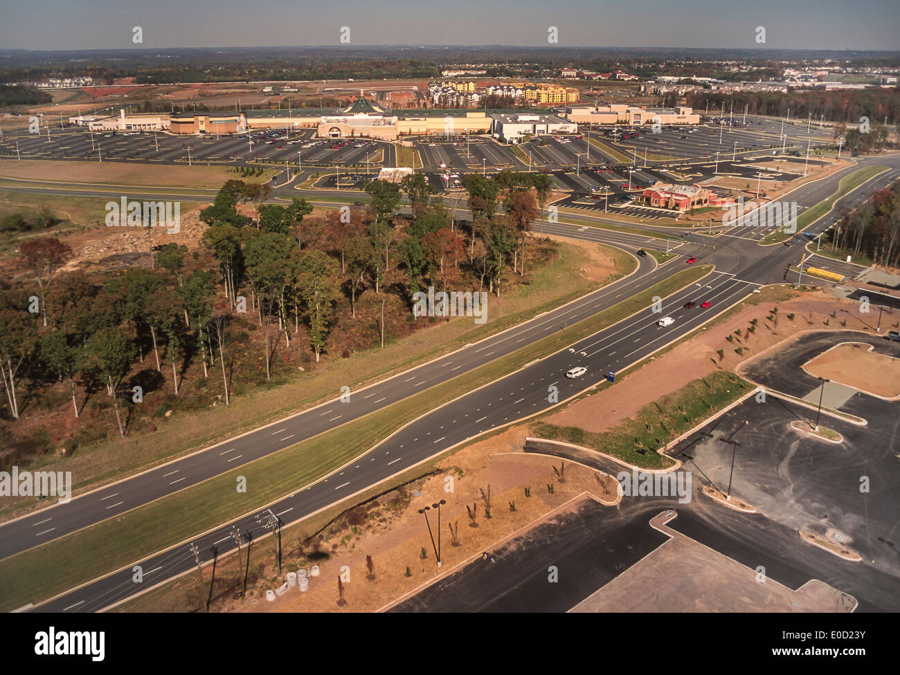 LOUDOUN COUNTY, VIRGINIA, USA Aerial of new roads and parking lots
