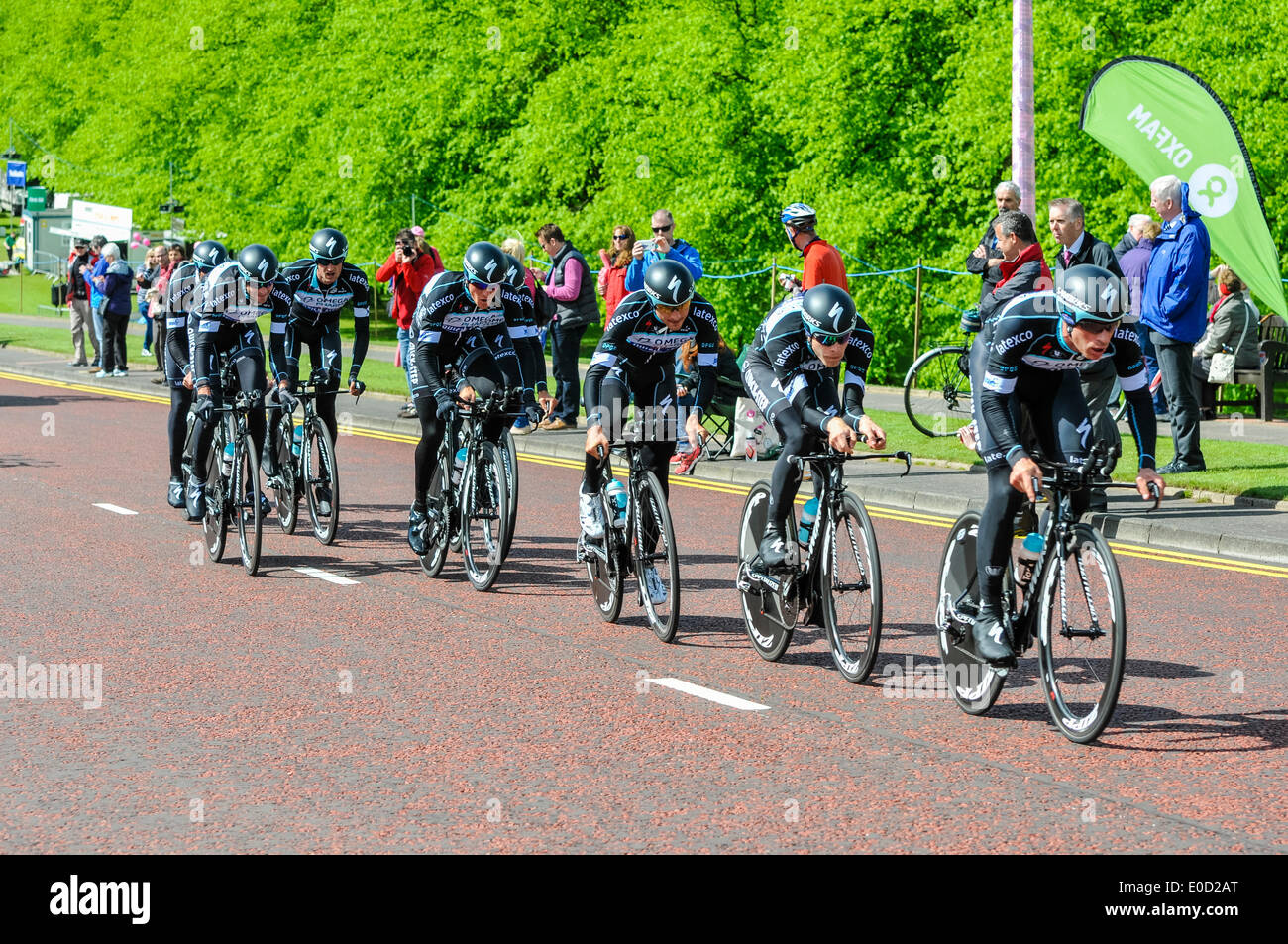 Belfast, Northern Ireland. 9 May 2014 - Giro d'Italia practice session: Omega Pharma Quick-step (Belgium) Credit:  Stephen Barnes/Alamy Live News Stock Photo