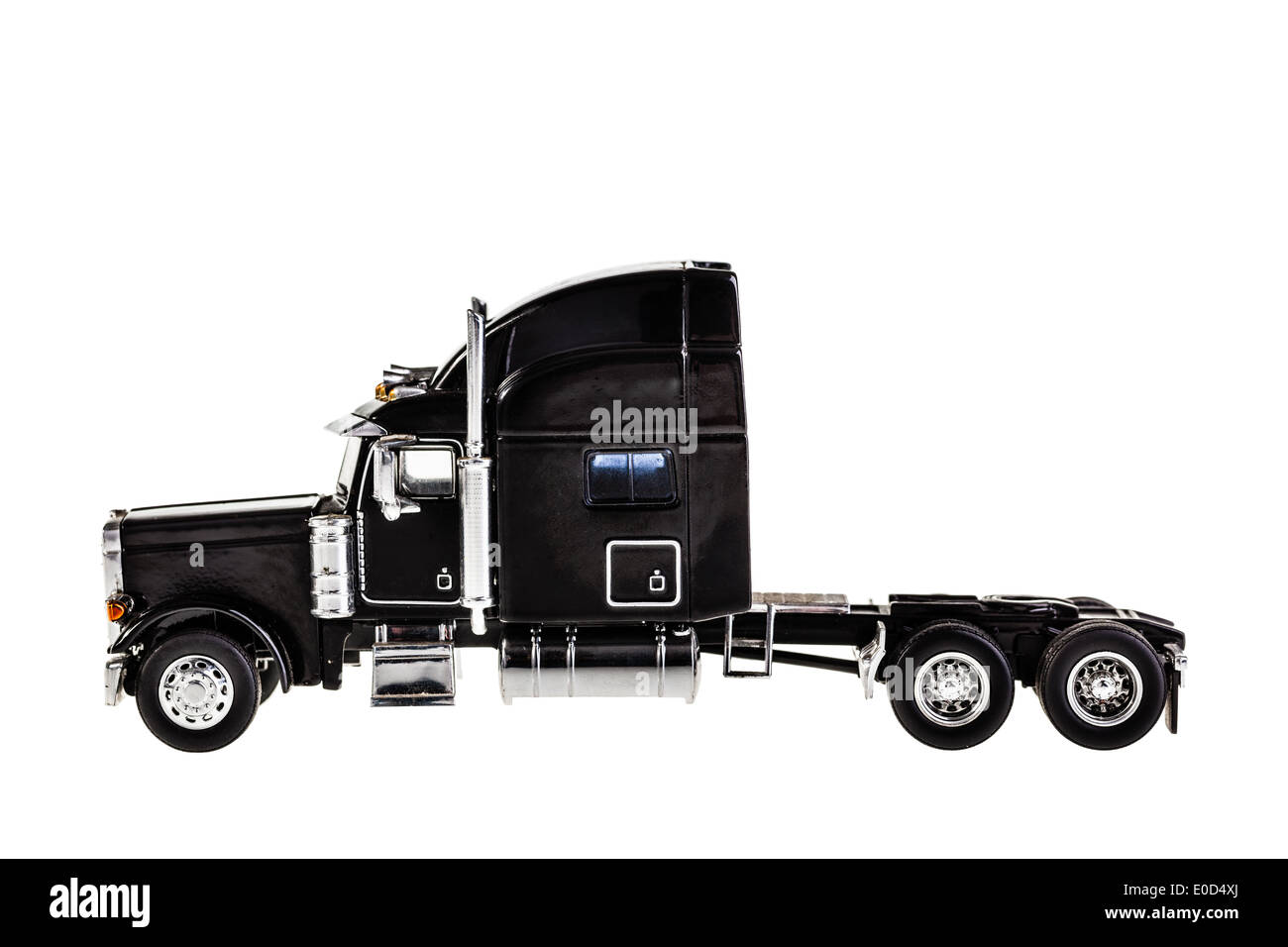 a black lorry model isolated over a white background Stock Photo