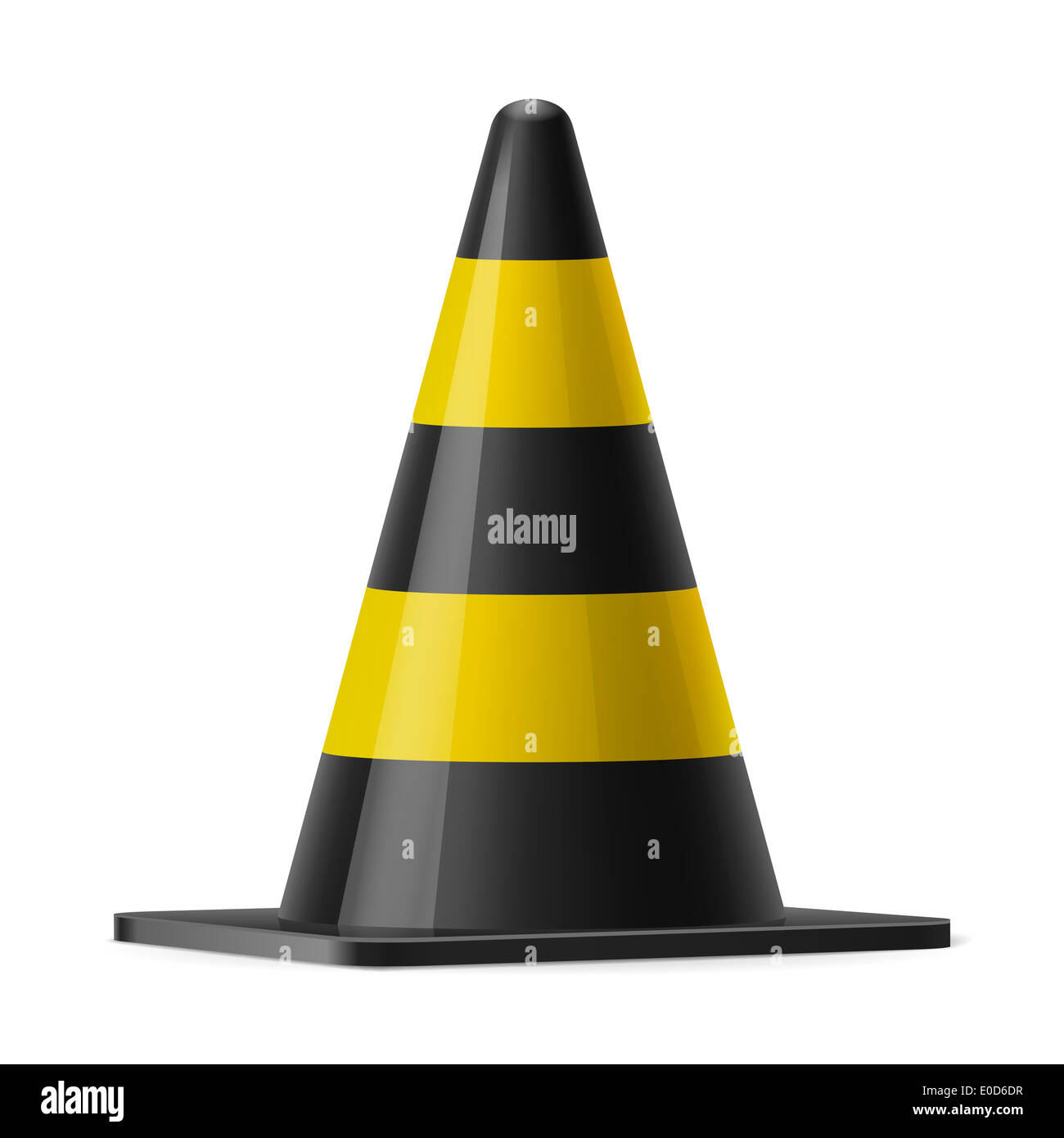 Black and yellow traffic cone. Sign used to prevent accidents during