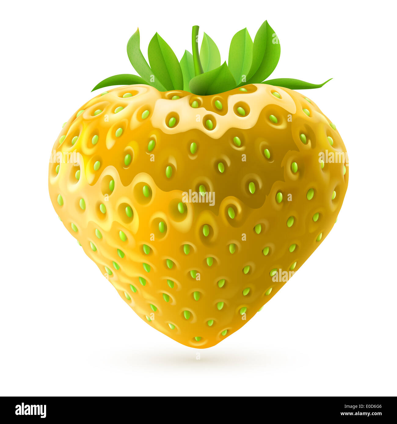 Realistic illustration of yellow strawberry on white background Stock