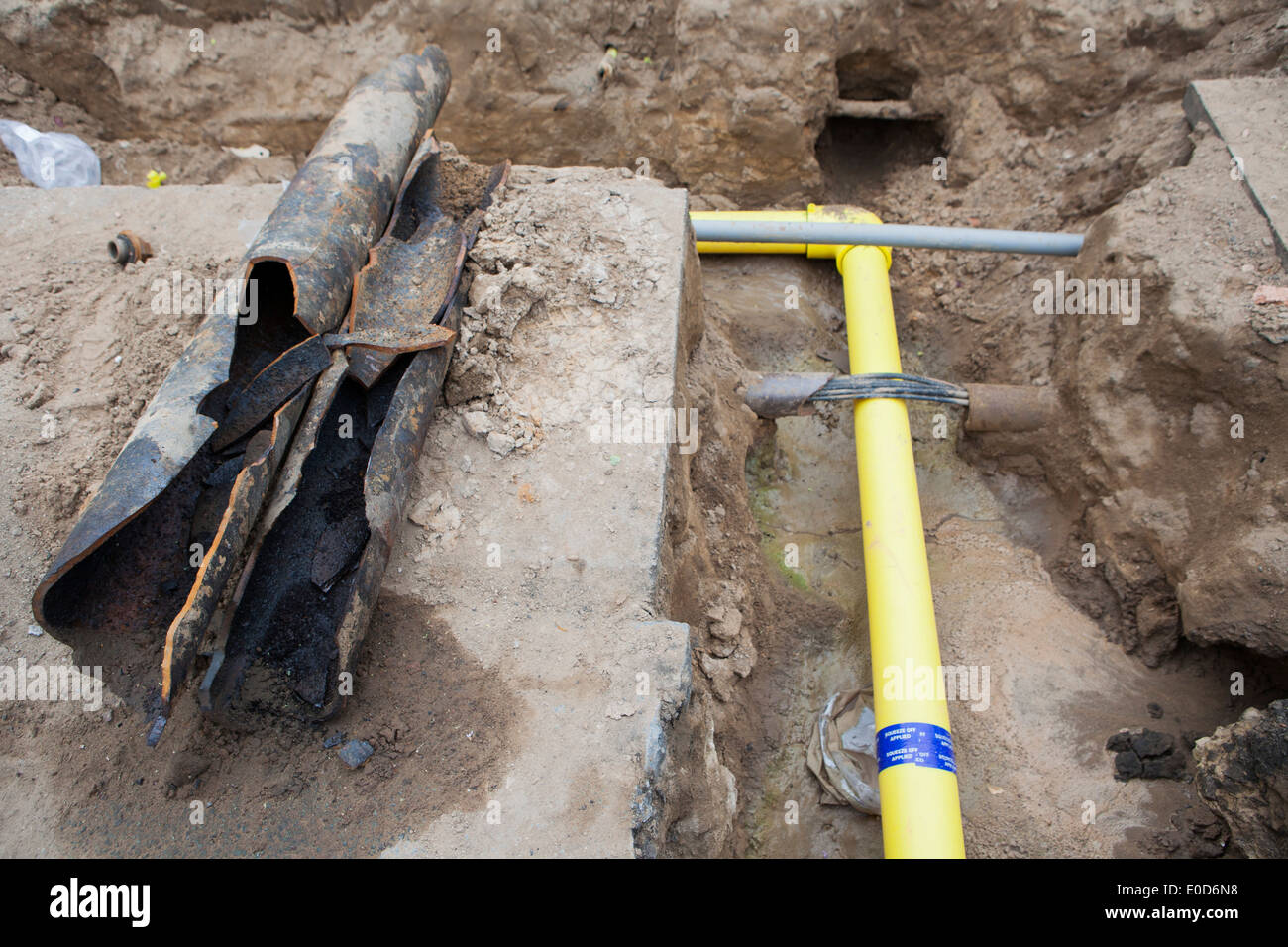 National Grid Gas replacing cast iron supply pipes with new plastic