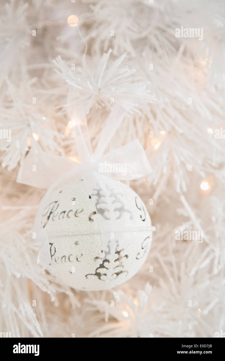 Close up of white Christmas ornament Stock Photo