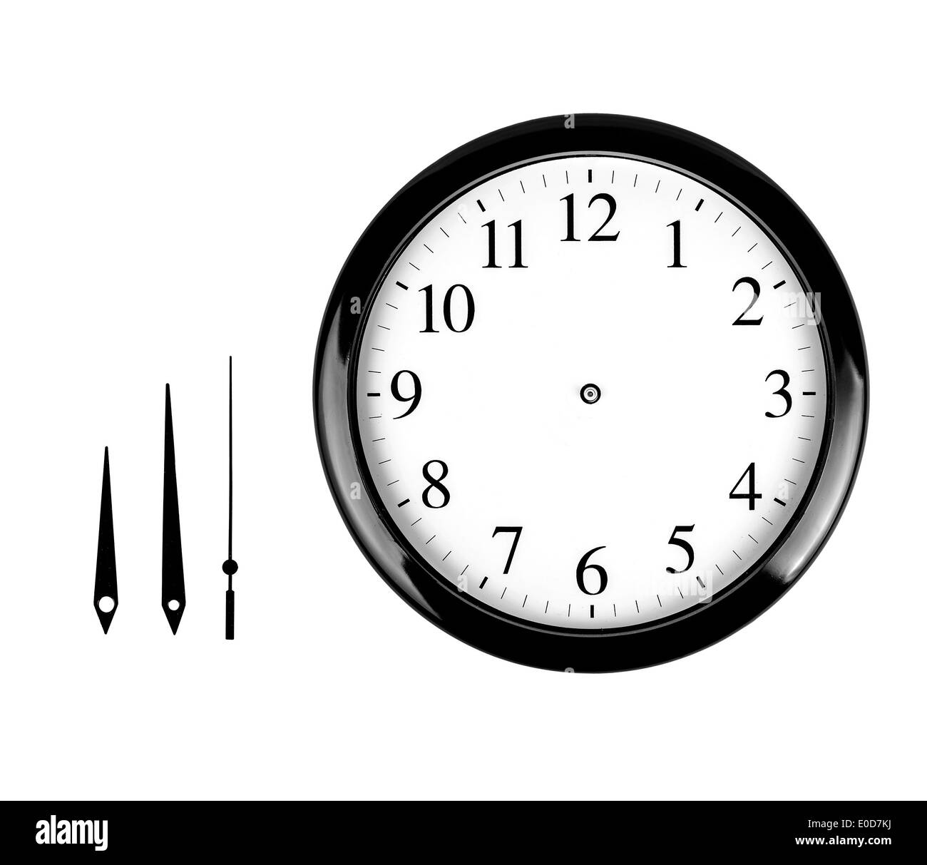 Black wall clock isolated on white background Stock Photo - Alamy