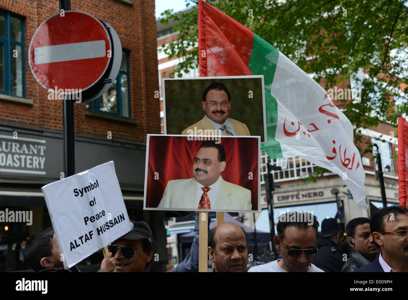 London England, 9th May 2014 : Party of MQM UK and supporters protest against Amnesty International Negative Propaganda against MQM. Undermind and damages with pack of lies toward MQM party in Pakistan in London. Credit:  See Li/Alamy Live News Stock Photo